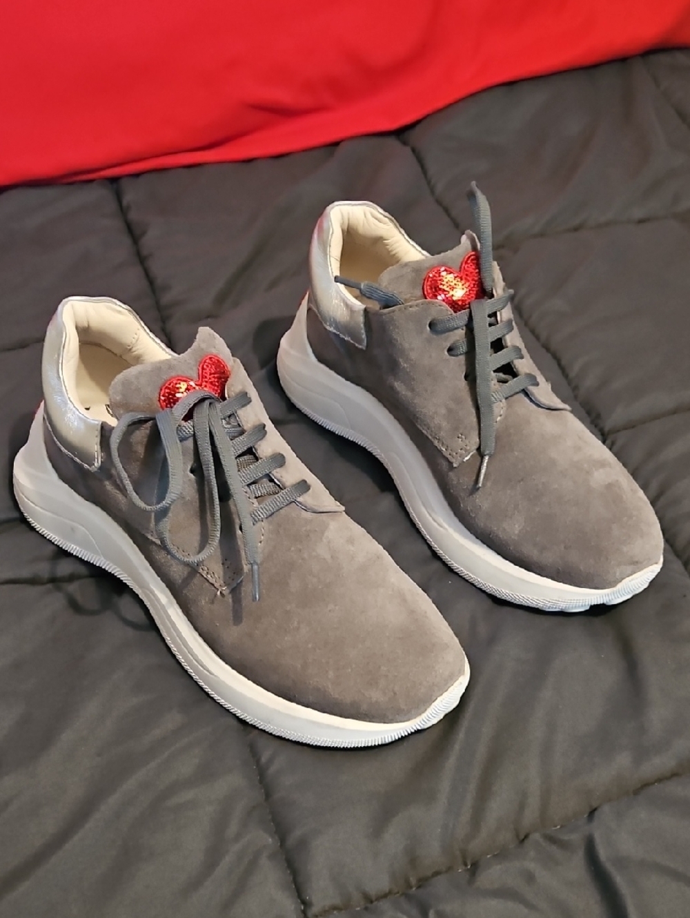 Moschino Italy Suede Heart Sneakers Size 9